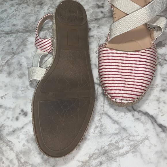 Abella Riviera espadrille Sandals size 8.5 M red and white stripe - Picture 4 of 6